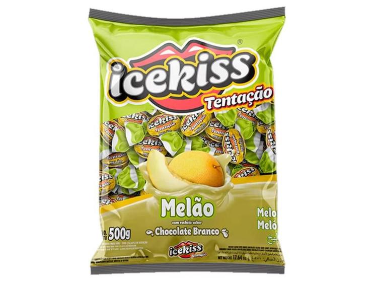 Imagem de Bala Icekiss Tentação Melão Recheio Chocolate Branco 500g