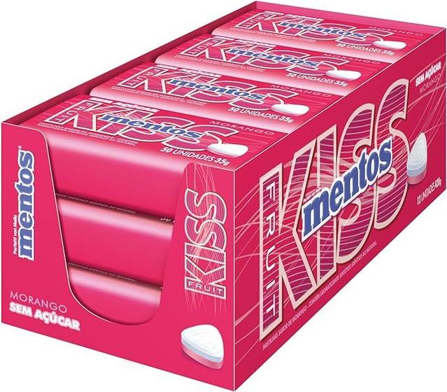 Imagem de Bala Mentos Kiss Lata Sabor Morango- 12un de 35g