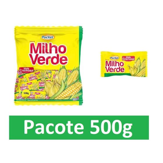 Imagem de Bala Milho Verde Cremosa Pocket Pacote Com 500Gr