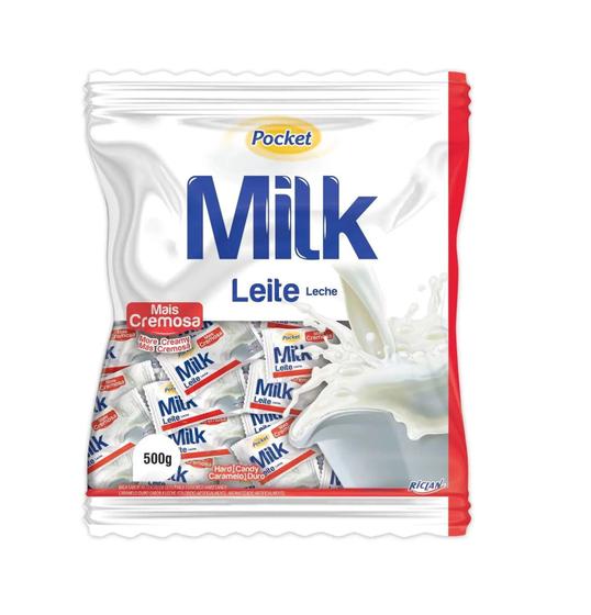 Imagem de Bala Milk Leite Cremosa Pocket - 5 Pacotes Com 500gr