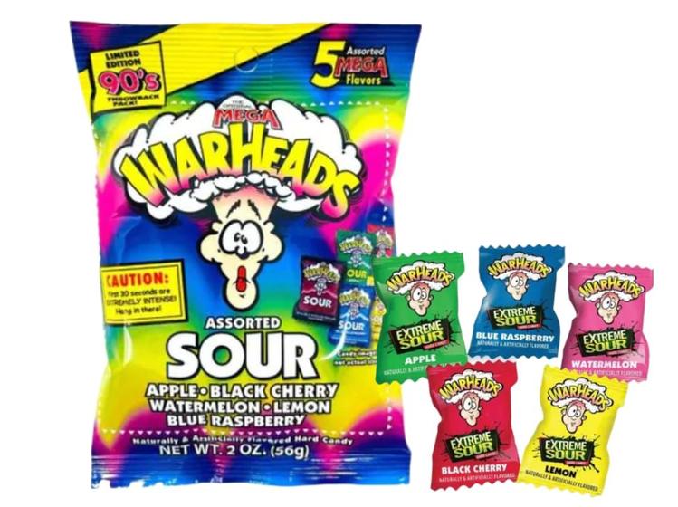 Imagem de Bala Warheads Mega Assorted Sour 56g - Importado USA