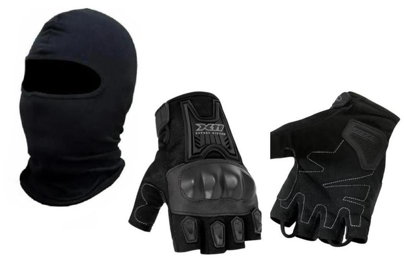 Imagem de Balaclava Luva Motociclista X11 Blackout Meio Dedo Tam Gg