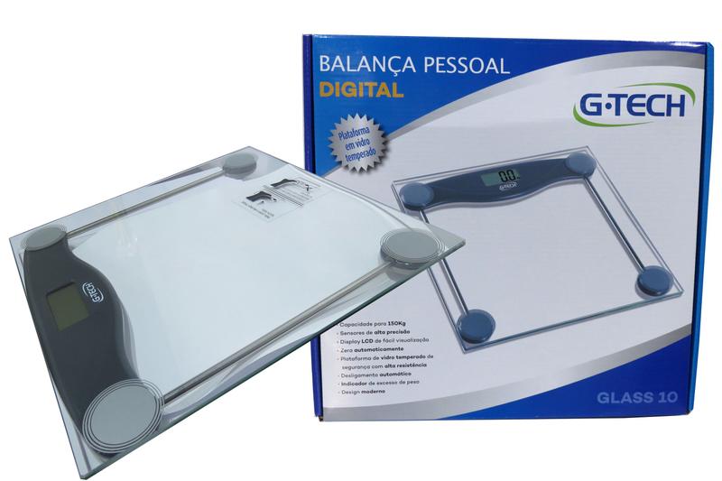 Imagem de Balança 150 Kg Digital Corporal Vidro Temperado Academia Banheiro Gtech