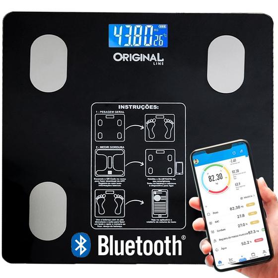 Balança Bioimpedância Digital Com Aplicativo Bluetooth Histórico App Corporal 140 Kg Menor preço em Balança Bioimpedância Digital Com Aplicativo Bluetooth Histórico App Corporal 140 Kg