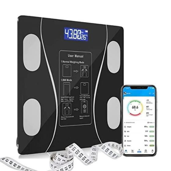 Imagem de Balança Bioimpedância Digital Com Aplicativo Bluetooth Histórico App Corporal 180 Kg