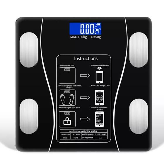 Balança Bioimpedância Digital Corporal Aplicativo Bluetooth 180kg