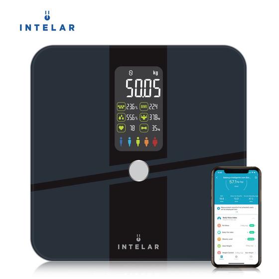 Imagem de Balança Bioimpedância Digital Corporal Bluetooth 180KG com APP Fitness Treino Dieta Academia