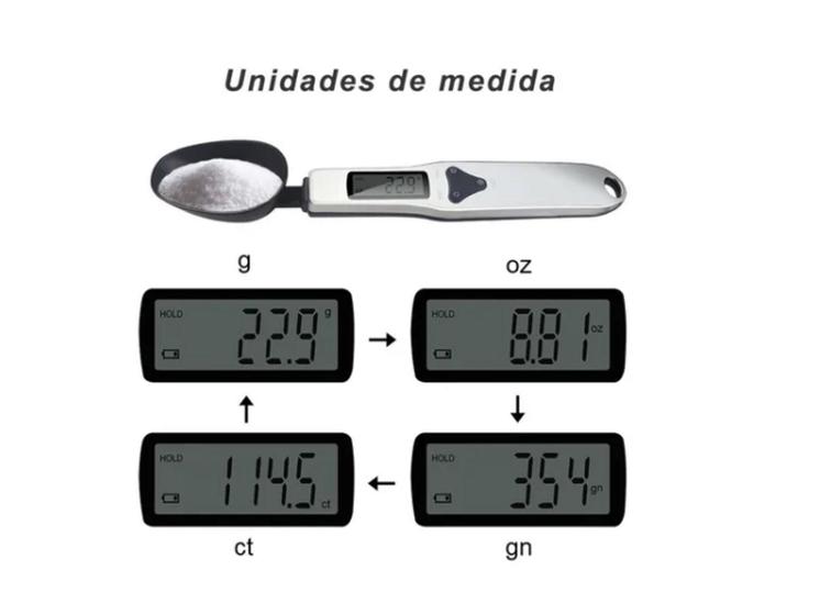 Imagem de Balança Colher Digital Precisão Original Cozinhar Pesar Alimentos Dieta Receitas 500g - Bmax