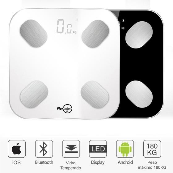 Imagem de Balança Corporal Bioimpedância Digital Smart Com APP Android/IOS Branca -  FlexInter