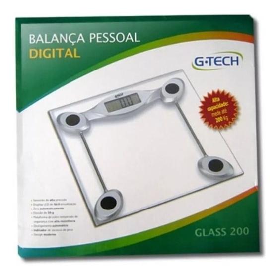 Imagem de Balança Corporal Digital Academia Banheiro consultório G-tech Glass 200 Transparente Até 200kg