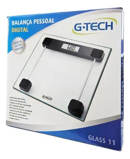 Imagem de Balança Corporal G-tech Glass 11 Digital Doméstico Vidro Temperado Moderno 180kg Banheiro Cor Branco