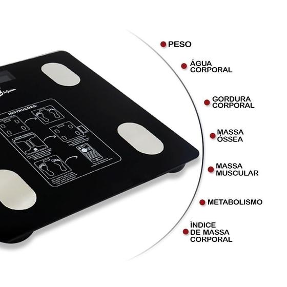 Imagem de Balança De Banheiro Inteligente Bioimpedância Digital 140Kg