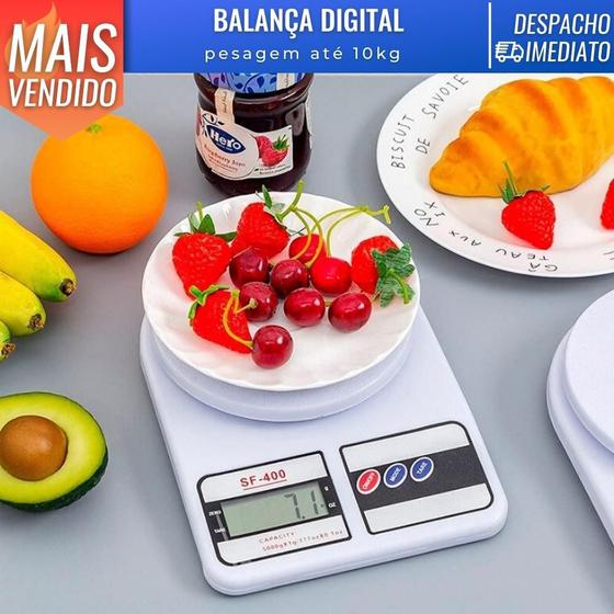 Balança de Cozinha Digital até 10kg Portátil Branca Menor preço em Balança de Cozinha Digital até 10kg Portátil Branca