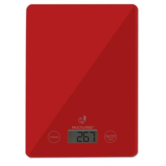 Imagem de Balança de Cozinha Digital, com Display LCD Touch, Até 5KG, Vermelha - CE118 - Multilaser