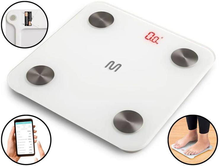 Imagem de Balança Digital Bioimpedância Bluetooth Composição e Gordura Corporal IMC Profissional Multilaser