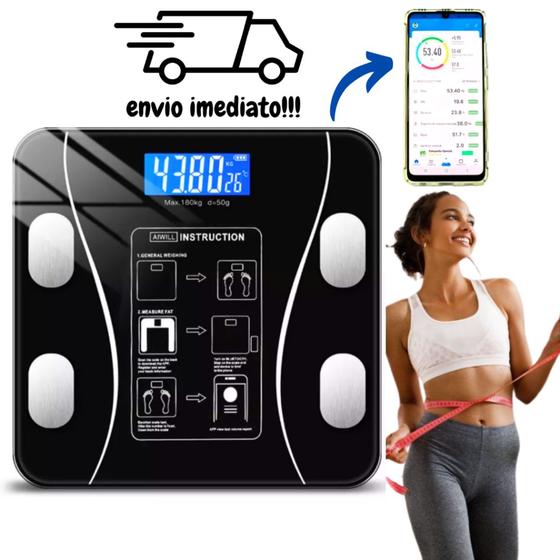 Imagem de Balança Digital Bioimpedância Com Aplicativo Bluetooth Peso Corporal 180kg
