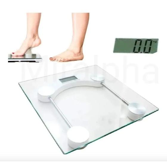 Imagem de Balança Digital De Banheiro Vidro Transparente Quadrada até 180kg