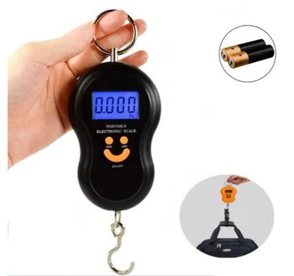 Imagem de Balança Digital de Bolso 10g até 50kg de Gancho, Mala e Pescaria