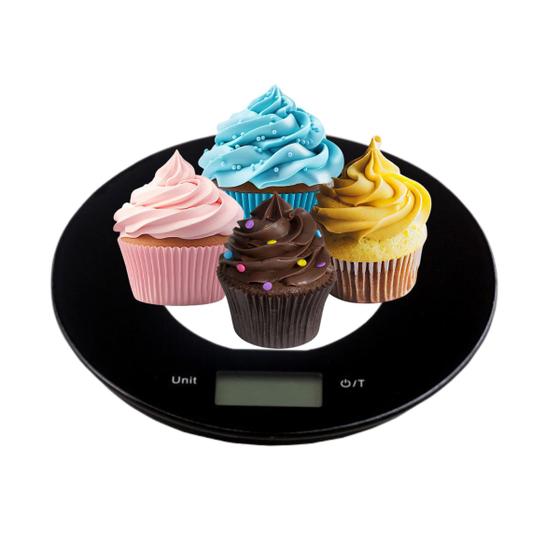 Imagem de Balança digital de cozinha até 5kG Preta 20cm D. confeitaria doceria doces