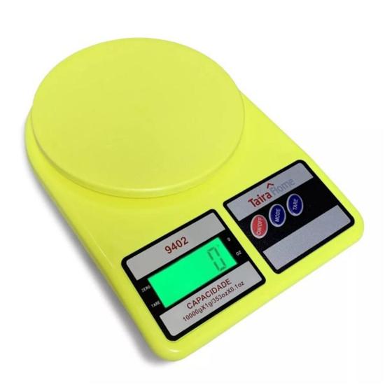 Imagem de Balança Digital de Cozinha Precisão Colorida Visor de Led Desliga Automático Acompanha 2 Pilhas Utensílios Taira Home