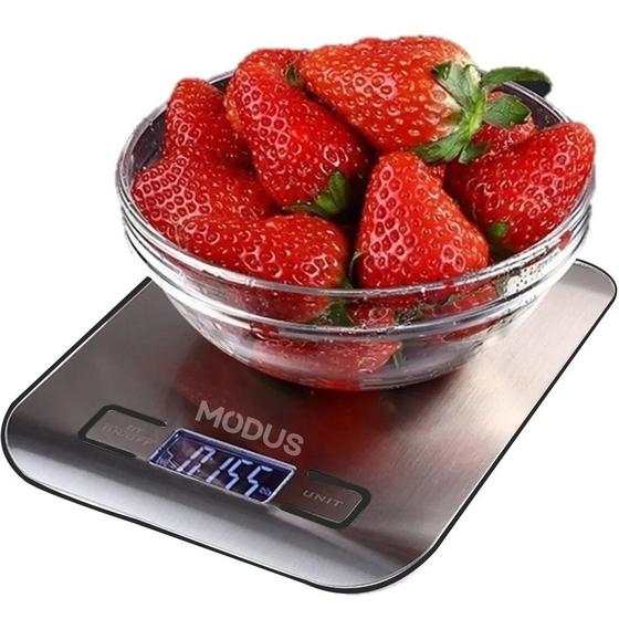 Imagem de Balança Digital De Pesar Alimentos Alta Precisão até 10kg Dieta Fitness Receita e Nutrição Portátil Em Inox