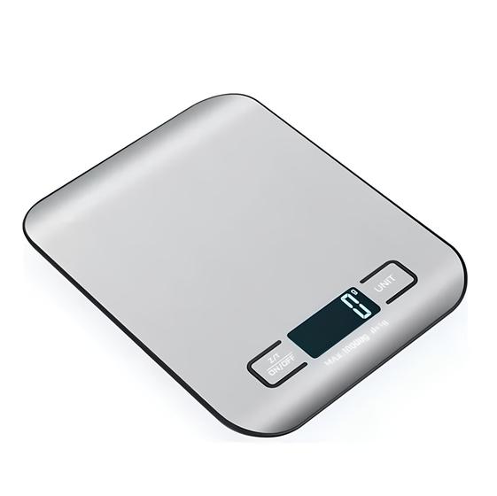 Balança Digital Para Cozinha Em Aço Inox Retangular 10 kg Moderna Display Iluminado Bateria Inclusa – MOMENT