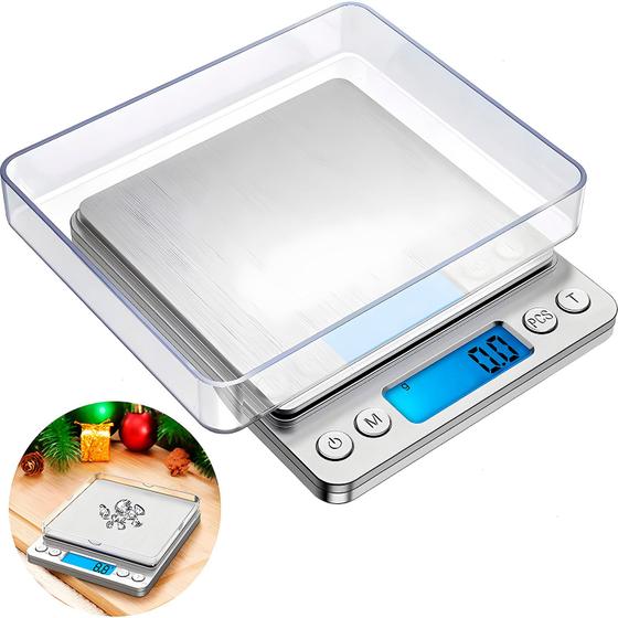 Imagem de Balança Digital Pesar Alimentos 0,1g A 2000g Base Inox