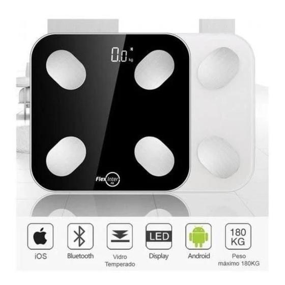 Imagem de Balança Digital Smart Corporal Com Bioimpedância APP Android/IOS Preto -  FlexInter
