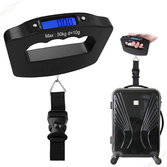 Imagem de Balança Eletrônica para Bagagem Precisão 50kg Balança Suspensa para bagagem portátil para viagens para casa