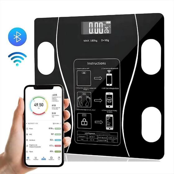 Imagem de Balança Inteligente Digital Bioimpedância 180Kg App