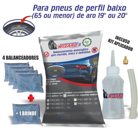 Imagem de Balanceamento Dinâmico Automático Esferas Para Carros  Kit 4 Pneus 19" e 20" e Bisnaga