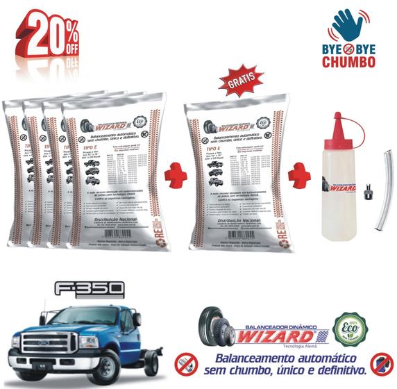 Imagem de Balanceamento Dinâmico Sem Chumbo Pneus F350 Tipo E - Kit 5 Pneus e Bisnaga