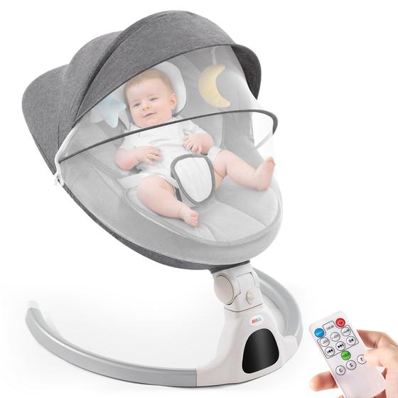 Imagem de Balanço Elétrico Portátil para Bebê Jaoul com Bluetooth - Cinza