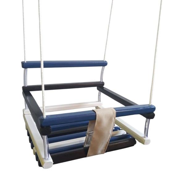 Imagem de Balanço gangorra infantil madeira 40x35 Azul suporta 80kg