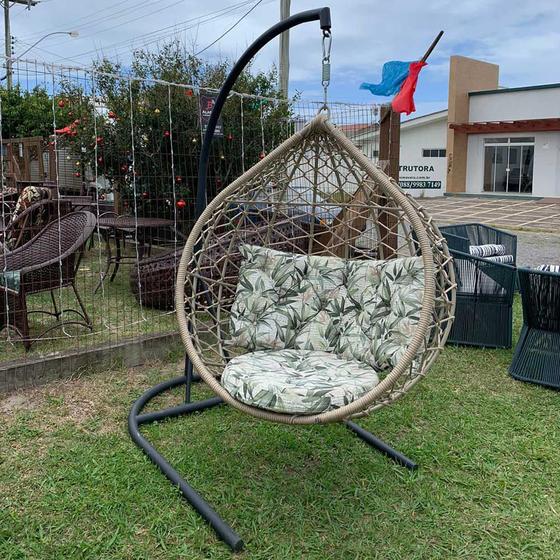 Imagem de Balanço Gota em Corda Náutica Areia - Tecido Vinales Verde