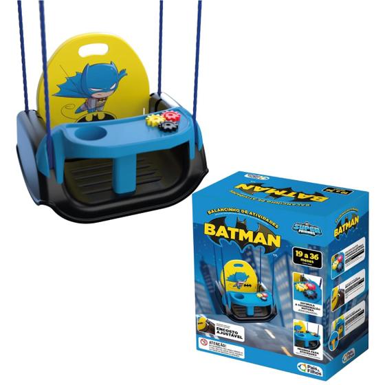 Imagem de Balanço Infantil 2 Em 1 Batman Com Cinto Mesinha De Atividades até 30kg Bebê 