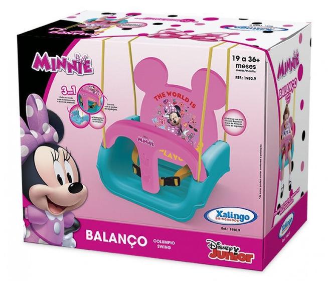 Imagem de Balanço Infantil Minnie Com Encosto Cinto Brinquedo Xalingo