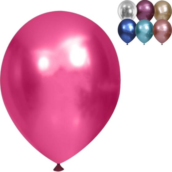 Imagem de Balão Bexiga Cromado, 9 Polegadas Pacote De 25 Unds, Balão Metalizado Brilhante