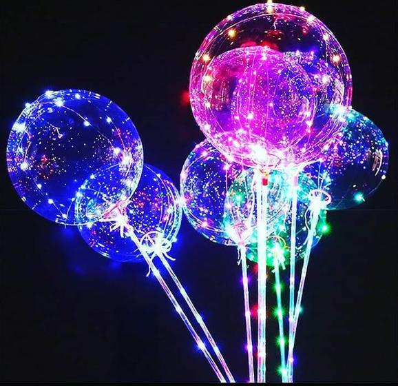 Imagem de Balão Bexiga De Led Bubble Transparente Com Vareta e Pilhas