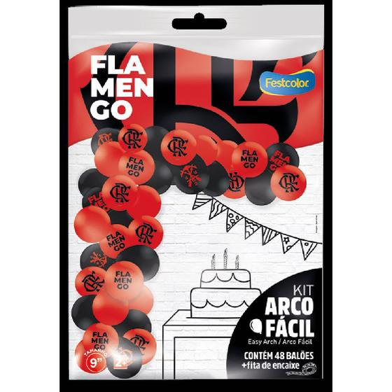 Imagem de Balão Bexiga Flamengo Kit Arco Fácil Decoração Aniversário