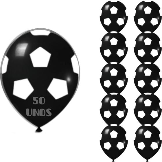 Imagem de Balão Bexiga Látex 9 Polegadas 50 Unidades, Balão Bola De Futebol