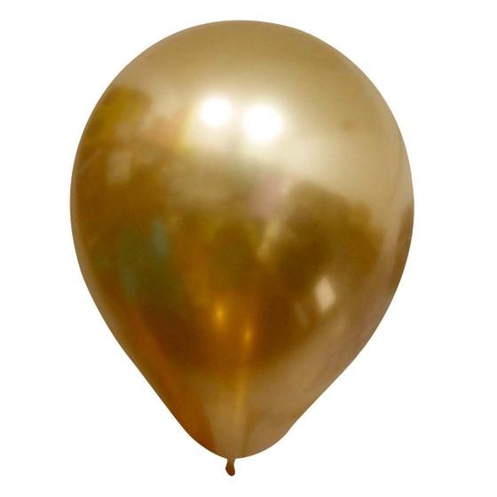 Imagem de Balão Bexiga Metalizada Dourado N9 Happy Day 25 Unid