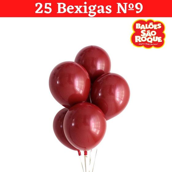 Imagem de Balão Bexiga Metalizada Nº9 Vermelho C/ 25 Unidades - São Roque