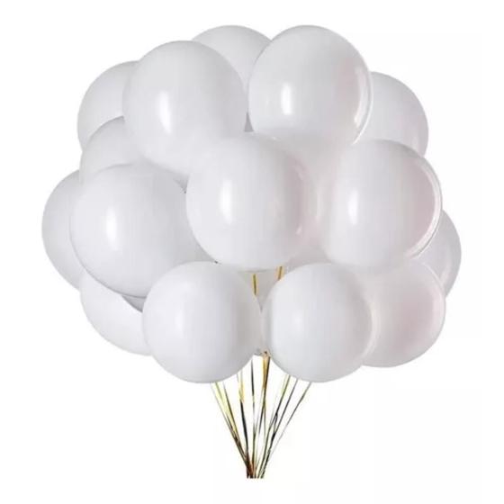 Imagem de Balão Bexiga Redondo Liso Branco N9 50 Unidades
