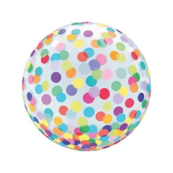 Imagem de Balão Bubble 45cm Transparente Confete Colorido - 01 unid