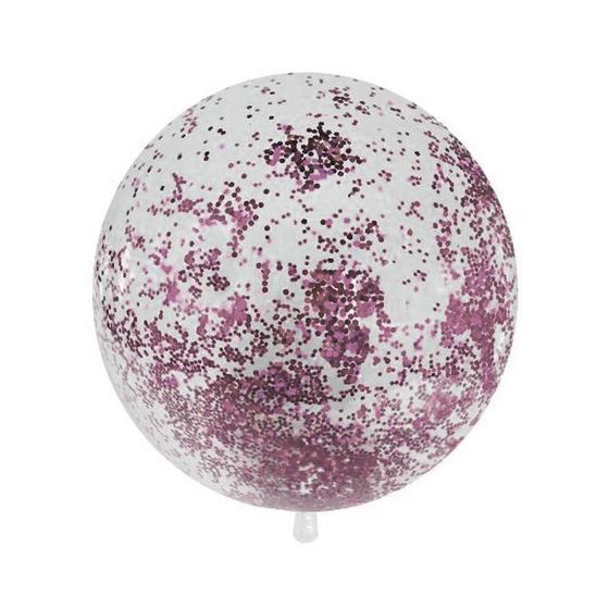 Imagem de Balão Bubble Transparente com Confete Hexagonal Rosa Claro - 11" 26cm - 1 unidade - PartiuFesta - Rizzo