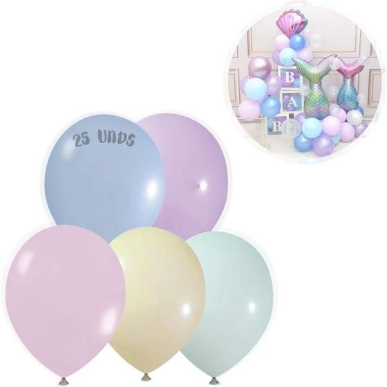Imagem de Balão Cauda De Sereia 85cm, Balão Concha Rosa 70cm, Balão Nuvem Arco Íris, Balão Metalizado Cauda Sereia, Festa Sereia