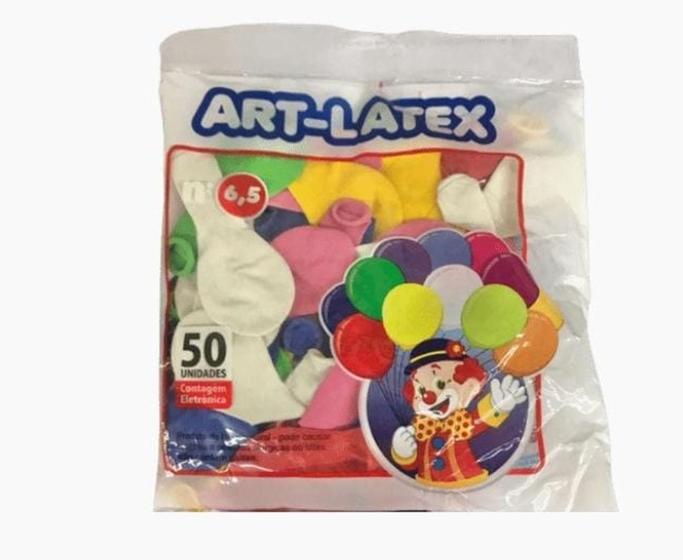 Imagem de Balão colorido art latex pacote com 50 unidades
