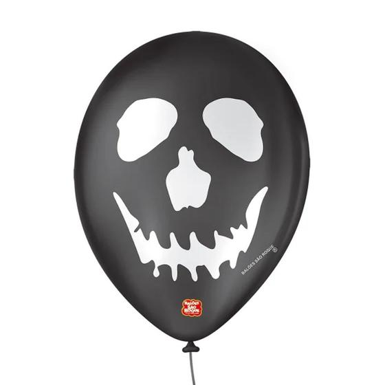 Imagem de Balão de Festa Decorado Caveira - Preto e Branco 9" 23cm