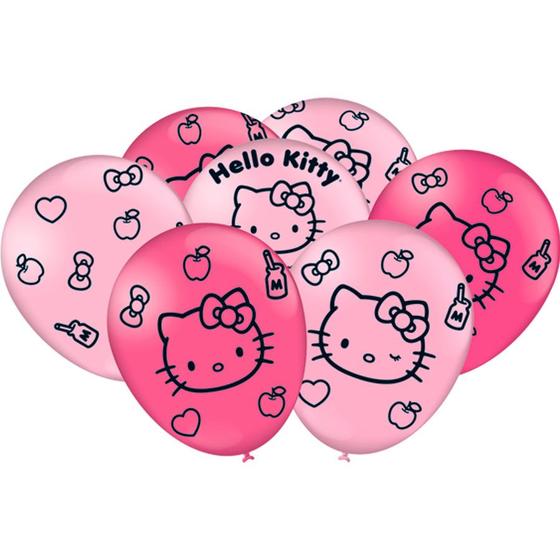 Imagem de Balão de Festa Decorado Hello Kitty 9" 23cm - 25 unidades - Festcolor - Rizzo